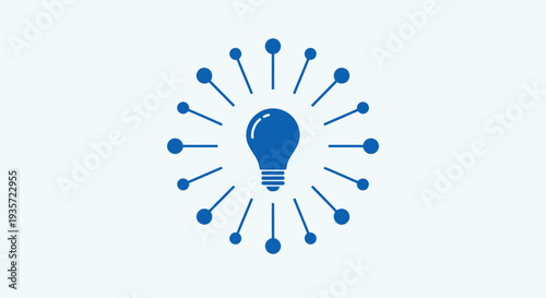 Glowing Light Bulb with Radiating Lines and Dots, Symbolizing Innovation and Ideas