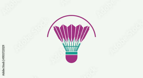 Badminton shuttlecock icon with arc, simple modern design, sports logo concept