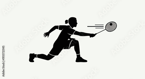 Badminton Player Silhouette Action Shot