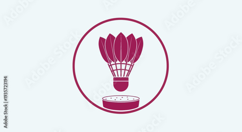 Badminton shuttlecock icon in circle, isolated on light background, sports symbol