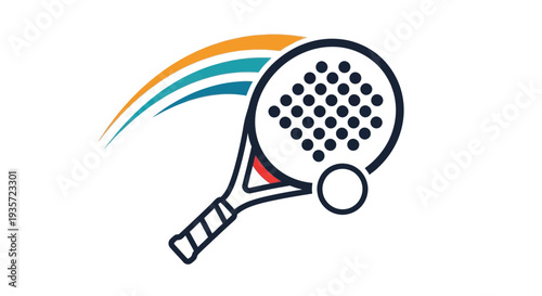 Padel Racket and Ball Icon with Motion Lines