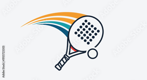 Padel Tennis Racquet and Ball with Dynamic Motion Lines