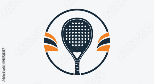 Padel Racket Icon with Orange Wings Inside Circle