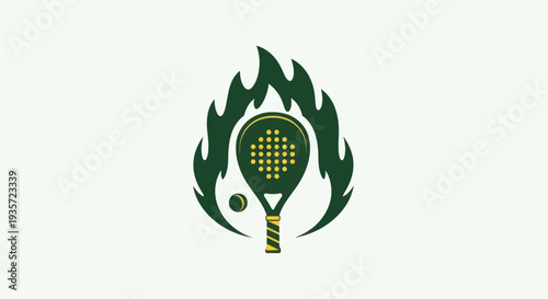 Padel Racket and Ball on Fire, Sports Icon