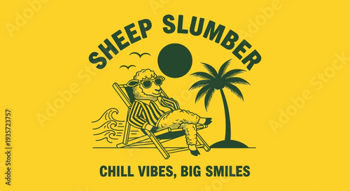 Man Relaxing on Beach Chair with Sunglasses.