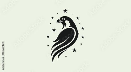 Elegant Falcon Silhouette with Stars Logo Design