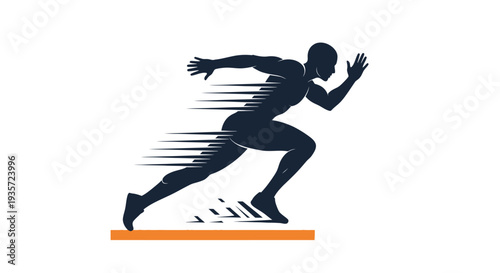 Silhouette of a sprinter running fast, motion blur effect