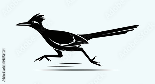 Running Roadrunner Silhouette - Fast Bird in Motion