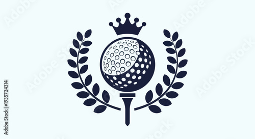 Golf Ball Emblem with Crown and Laurel Wreath - Royal Sport Icon