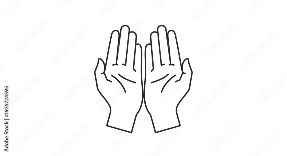 Fototapeta premium Hands Together in Prayer Gesture Illustration.