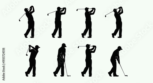Golfer Silhouette Sequence: Swing Animation, Motion, and Sport