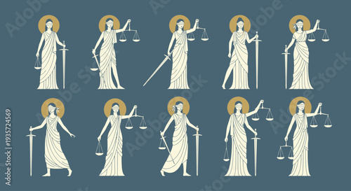 Lady Justice Goddesses Collection: Scales, Sword, Blindfold - Law and Justice Symbols