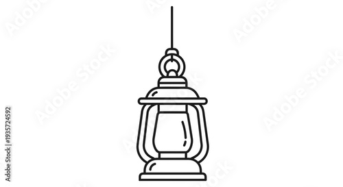 Hanging Lantern Illustration Simple Design Element.