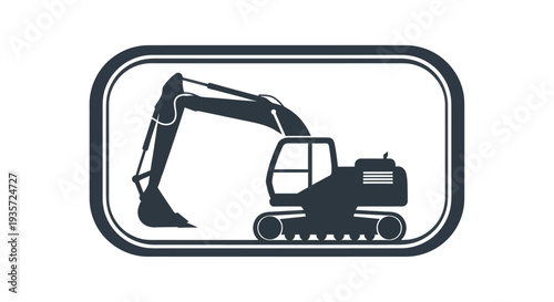 Excavator Icon, Heavy Construction Machine, Vector Graphic