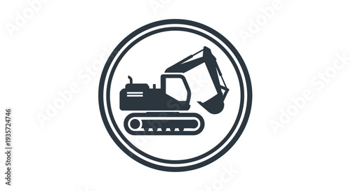 Excavator Icon Symbol - Construction Machine Vehicle Graphic