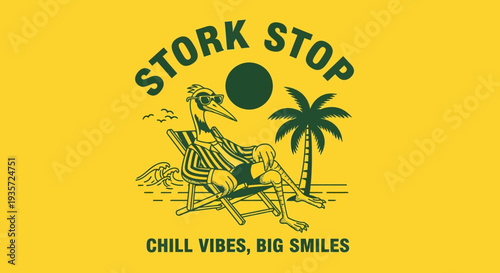 Stork Stop Logo with Relaxing Woman.