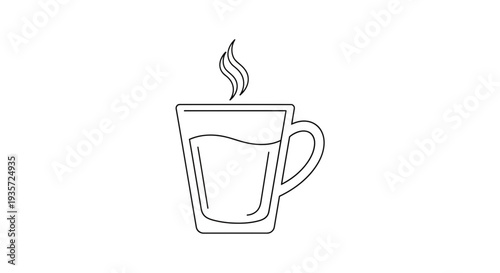 Simple Line Drawing of a Coffee Cup.