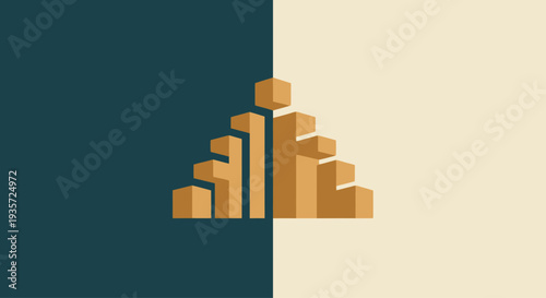 Abstract geometric staircase with blocks on a contrasting background