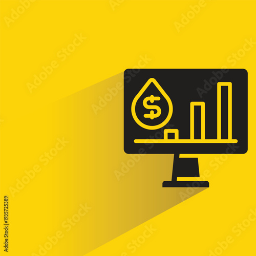 oil price analytics icon with shadow on yellow background