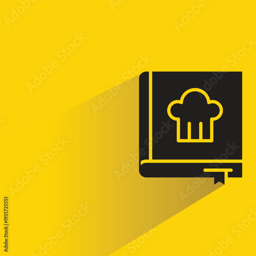 cook book icon with shadow on yellow background