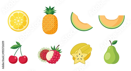 Assortment of fresh fruits isolated on white