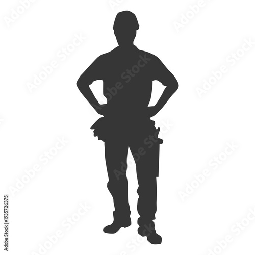 Construction worker hands on hips