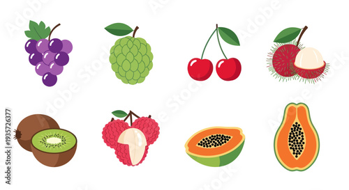 Assortment of fresh fruits isolated on white