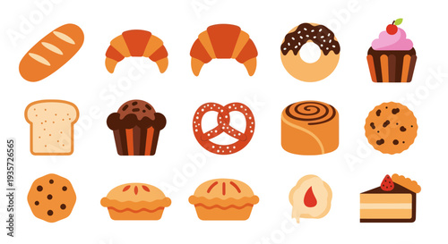 Bakery goods assortment vector illustration