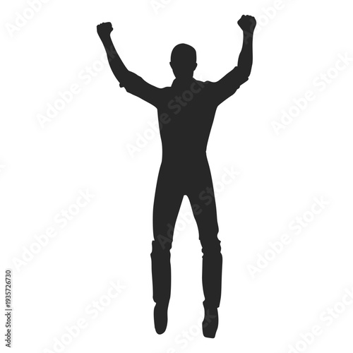 Man celebrating hands up