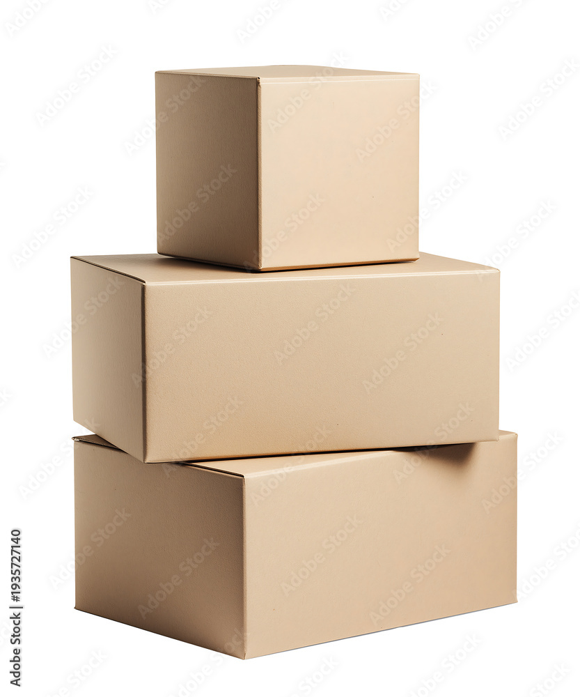 Obraz premium Stack of cardboard boxes in a warehouse viewed from the side