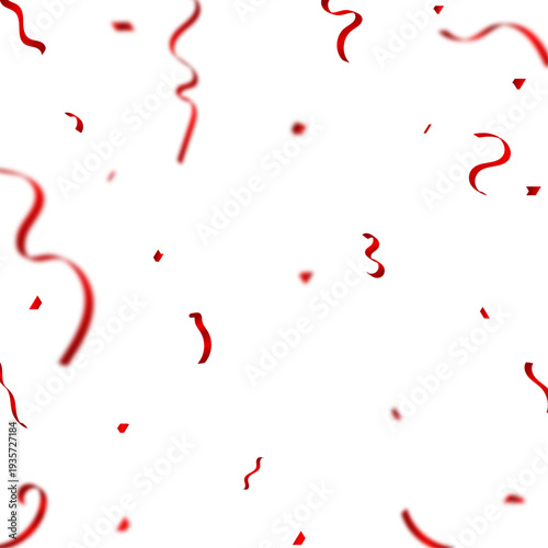 Red Confetti Falling On White Background, Elegant Red Ribbon Streamers Celebration Background, Festive Red Confetti Abstract Minimal Backdrop, Valentine Party Red Streamers Floating Background