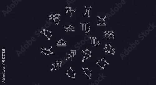 Astrology Zodiac Signs Constellations and Symbols Collection.