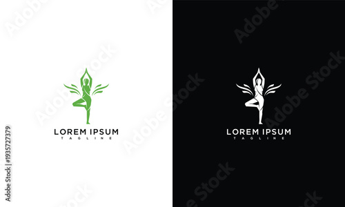 Yoga Wellness Logo Design with Wings  Spiritual Balance  Nature Brand Icon.
