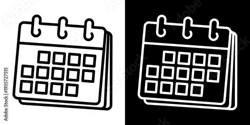 Timetable icon concept in flat black and white style on clean background vector illustration design