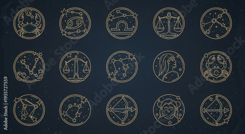 Astrology Zodiac Signs Symbols Collection.