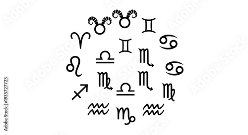 Astrology Zodiac Symbols Arranged in a Circle.