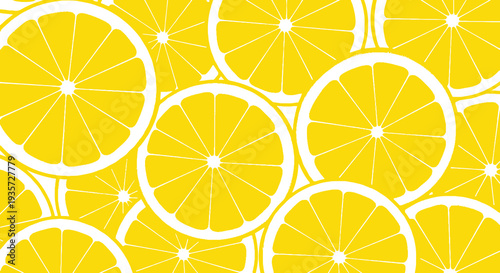 Vibrant Sliced Lemon Citrus Fruit Pattern Background - Refreshing Summer Design for Food and Drink Projects