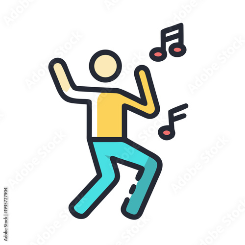 Dancing person happy enjoying music on a white background
