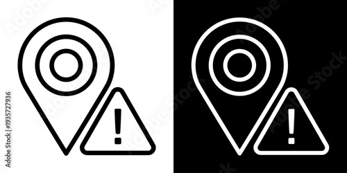 Dangerous icon concept in flat black and white style on clean background vector illustration design