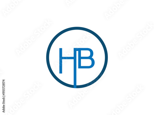 A simple graphic design featuring the letters hb enclosed within a bold circular blue frame high quality professional