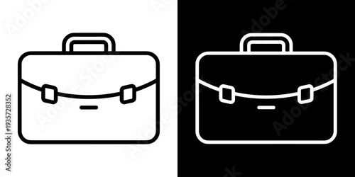 Briefcase icon concept in flat black and white style on clean background vector illustration design
