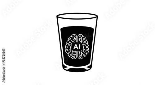 AI brain in glass illustration, artificial intelligence technology concept