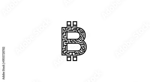 Bitcoin Maze Puzzle Icon: Digital Currency Challenge