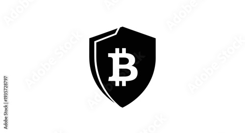 Bitcoin Security Shield Icon: Cryptocurrency Protection and Digital Finance Concept