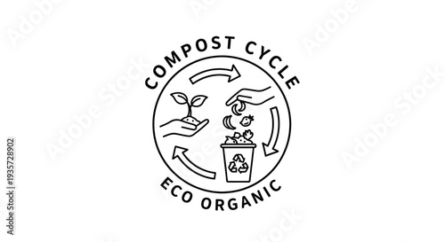 Compost Cycle Eco Organic Line Art Icon for Sustainable Living and Waste Management