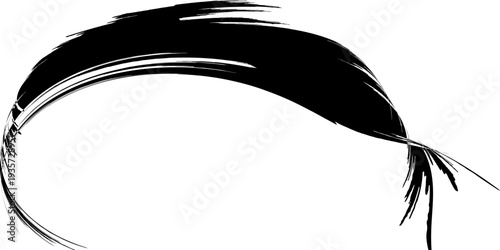 Curved Grunge Brush Stroke, Black Paint Splash Texture for Creative Design Projects