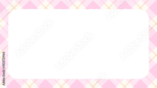 春のタータンチェック、シームレスなチェック柄の背景と白い横長のコピースペース