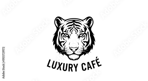 Elegant black and white tiger head logo design for luxury branding