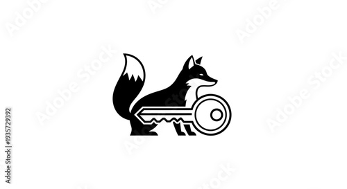 Fox and key logo design symbolizing security, clever access, and smart solutions