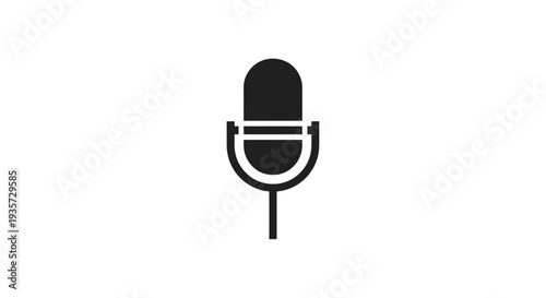 Minimalist Black Microphone Icon for Audio Recording and Podcasting
